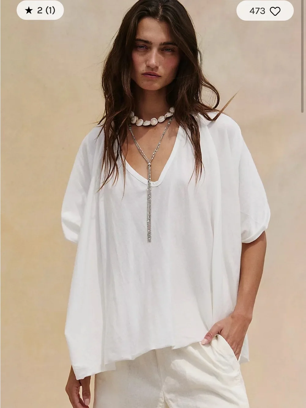 Free People White Twisted Back Sleeveless Tee